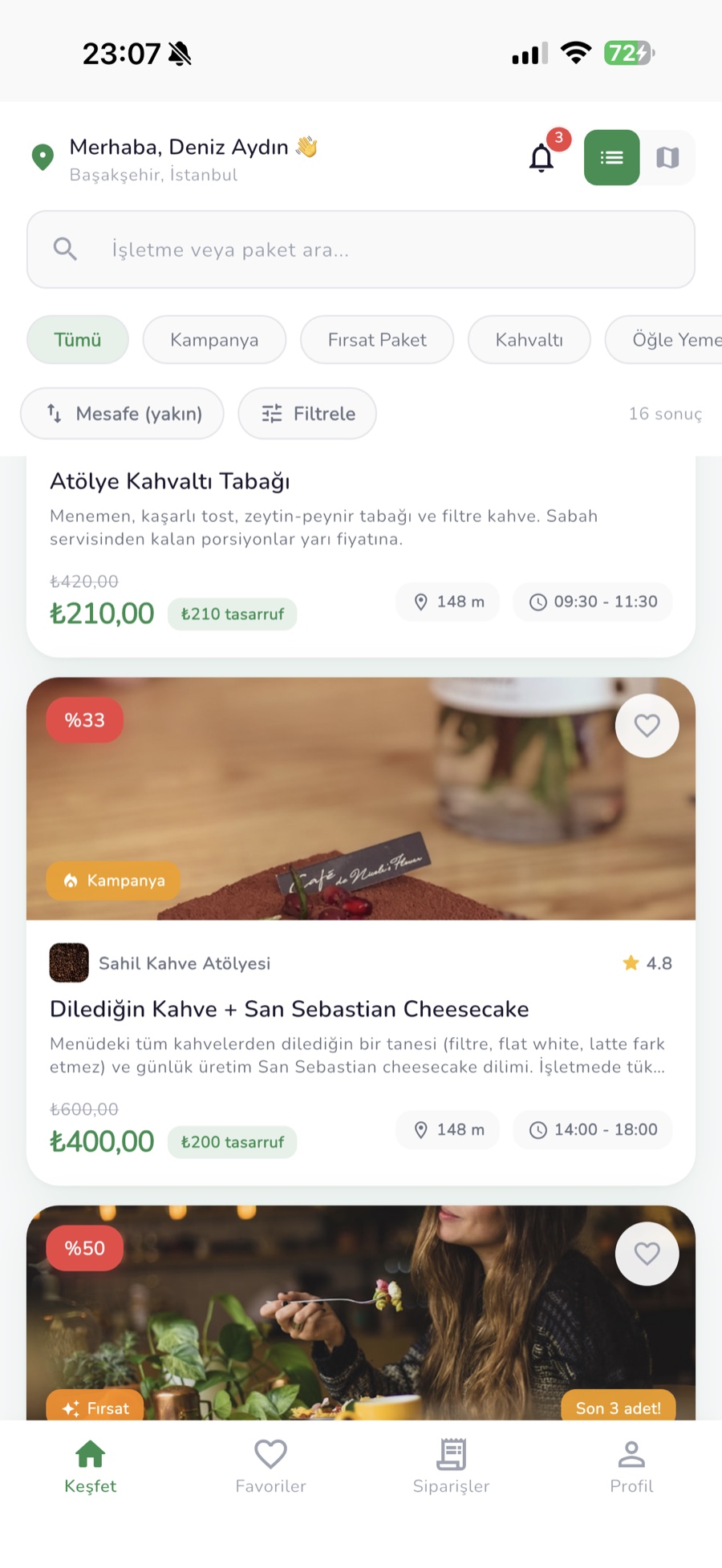 KapGo uygulaması keşfet ekranı